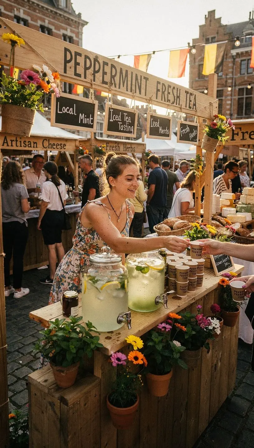Gouttes de condensation sur une carafe de thé glacé à la menthe.